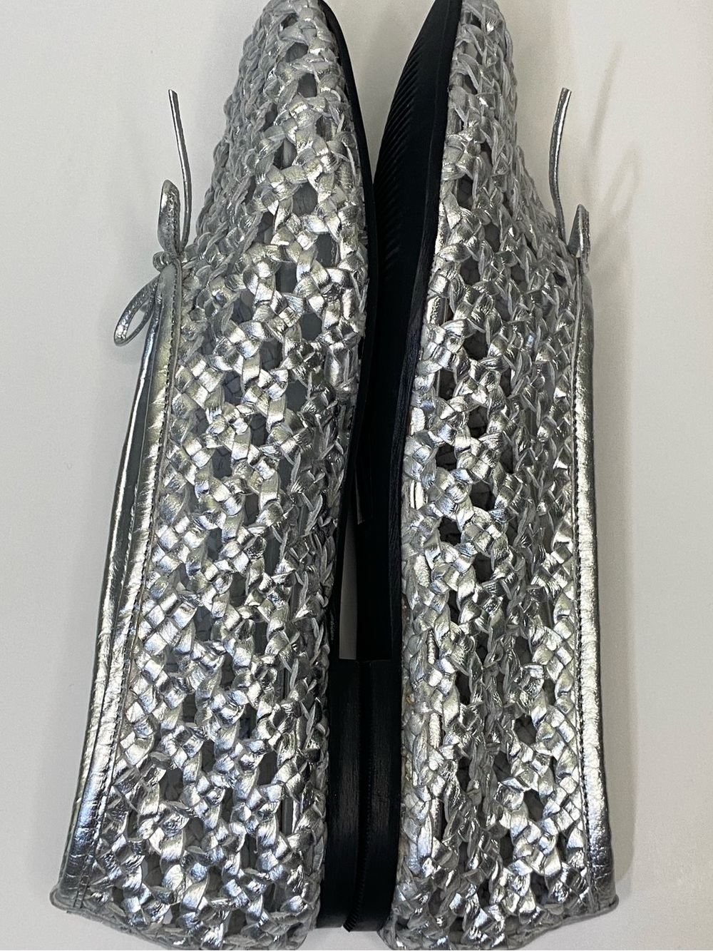 Pilcro by Anthropologie Woven Ballet Flat Silver Metallic Leather EU 39 US 8.5-9 - Picture 8 of 12